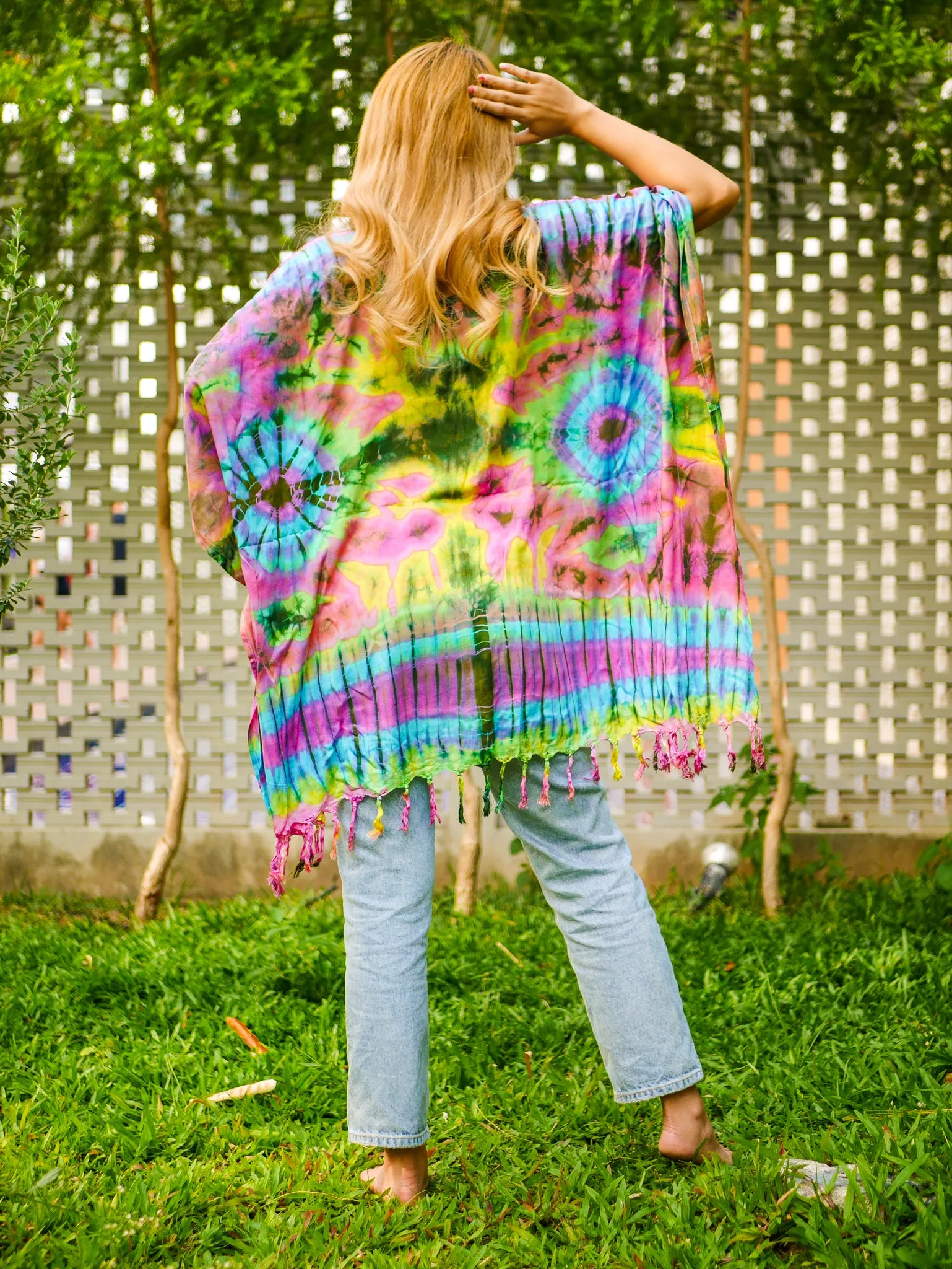 T0236- Hand Dyed Tunic Boho Kaftan Blouse Hippie Oversize Tops