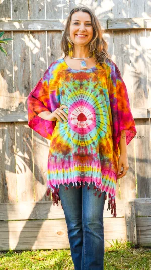 T6140- Hand Dyed Tunic Boho Kaftan Blouse Hippie Oversize Tops