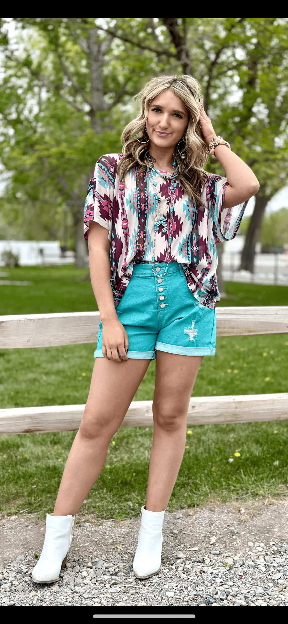 The Las Sierras Tribal Print Mesh Top