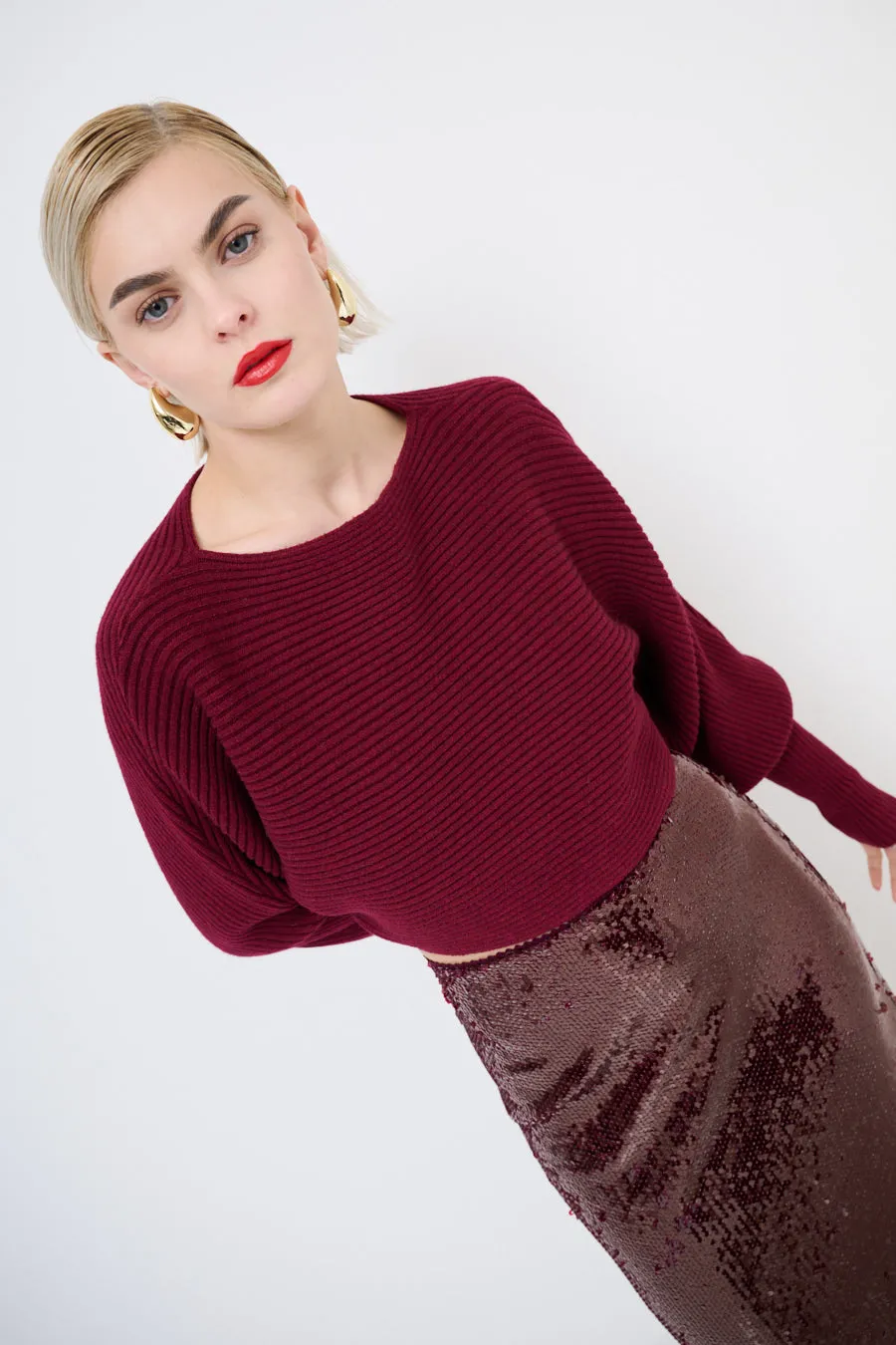 Trendy cropped ribbed sweater wholesale