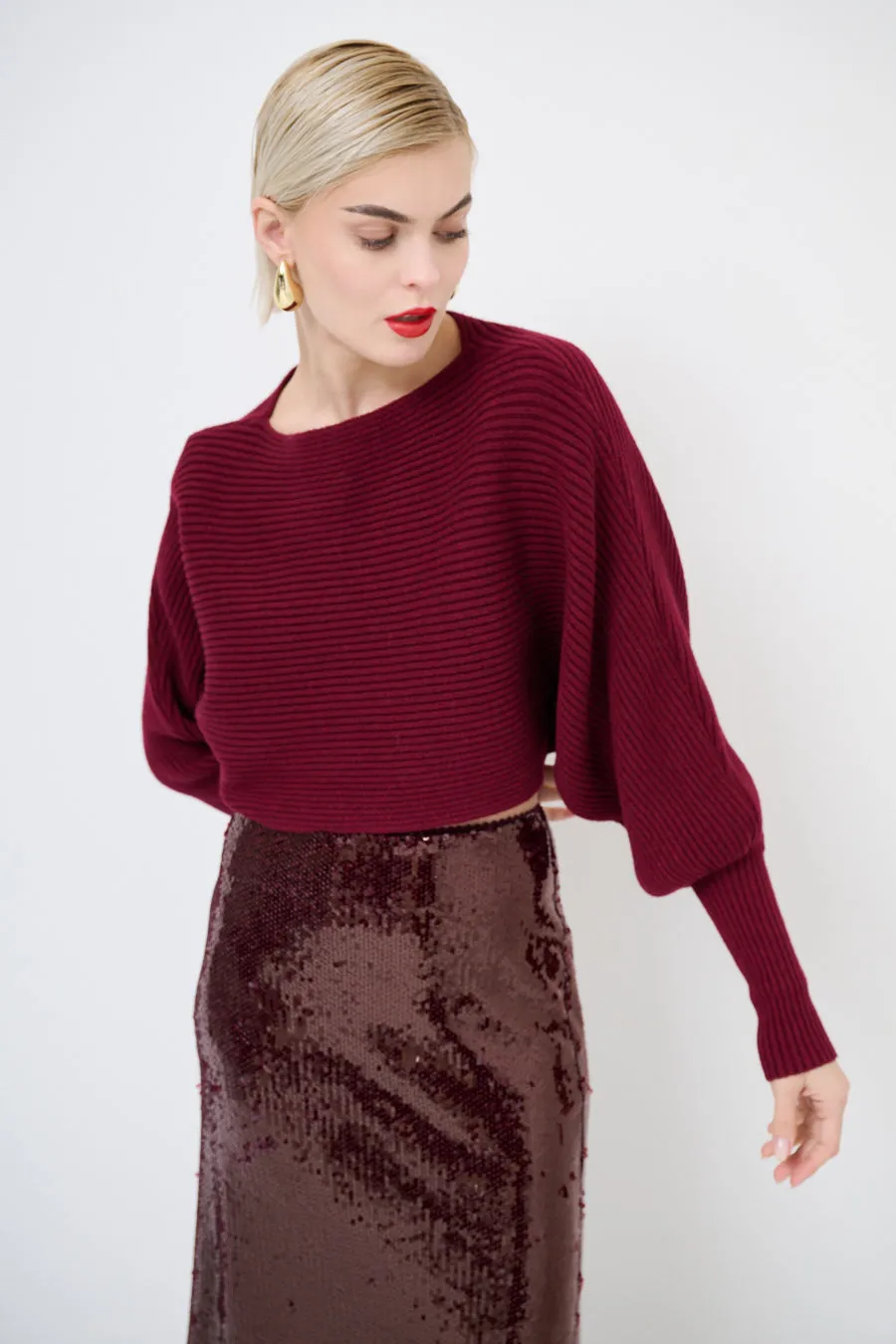 Trendy cropped ribbed sweater wholesale