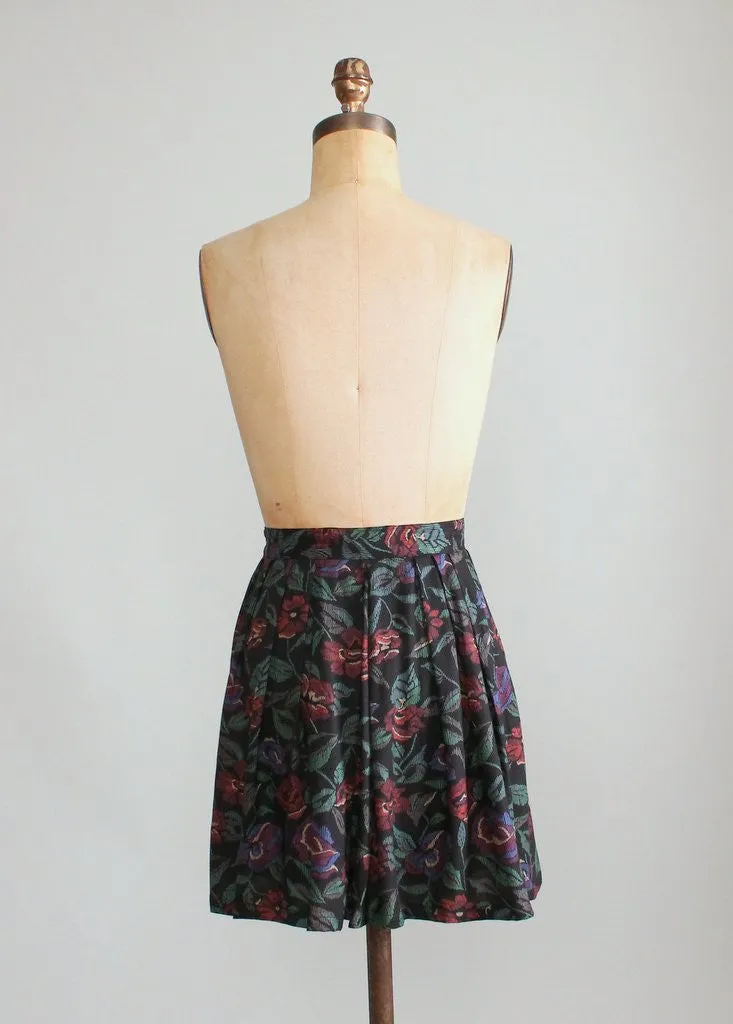 Vintage 1980s Winter Floral Mini Skirt