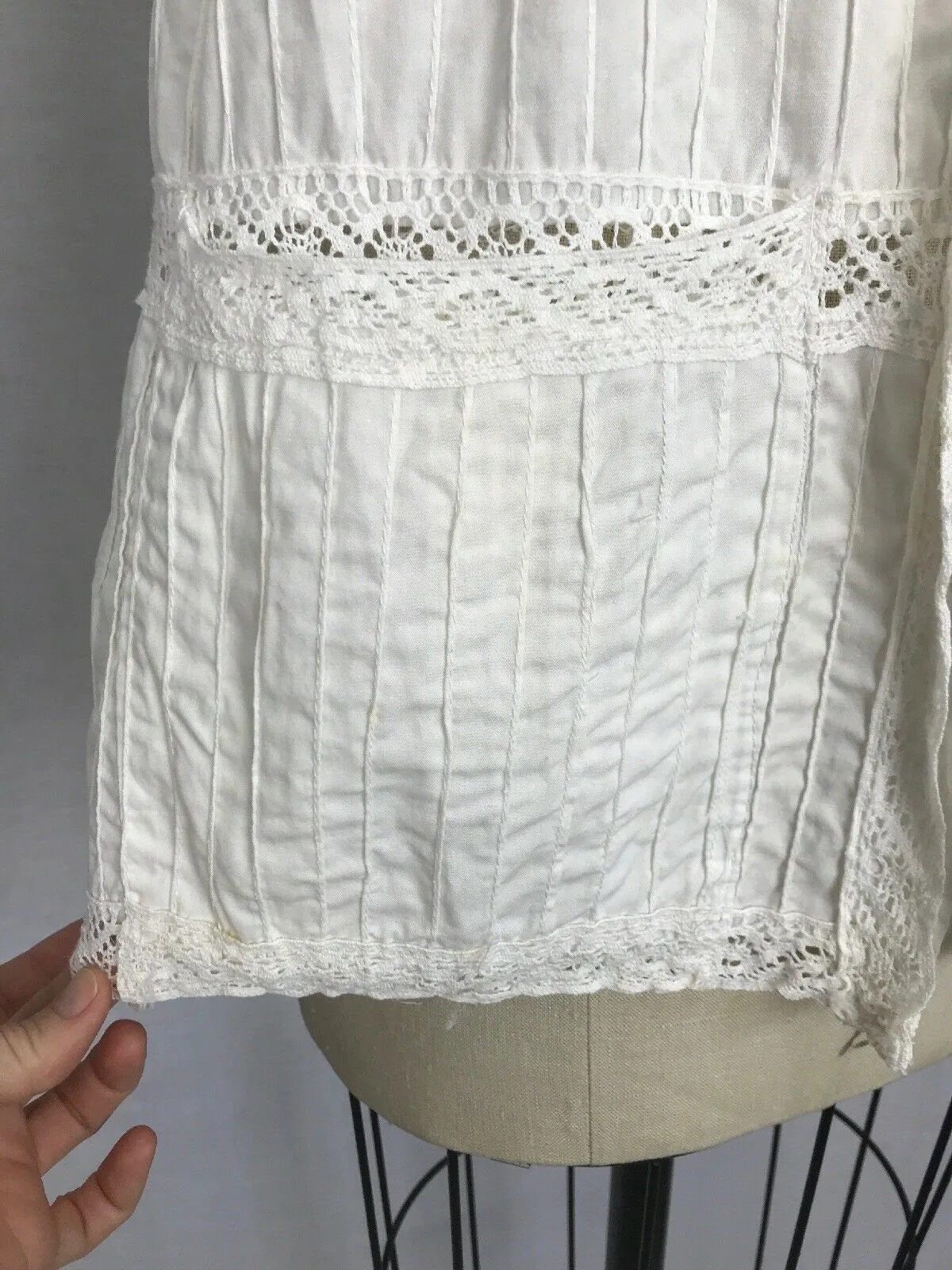 VTG 60s 70s White Peasant Mexican Ethnic Boho Hippie Festival Blouse Top