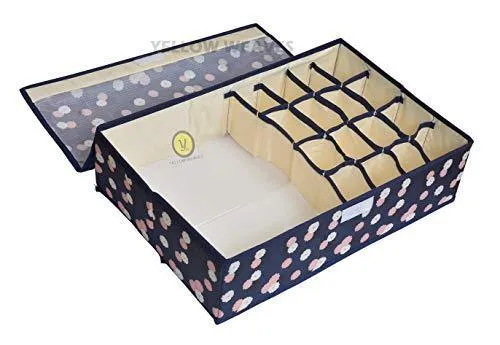 Yellow Weaves™ Undergarments Organizer / Foldable Storage Box with Lid for Drawers