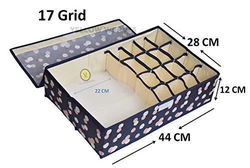 Yellow Weaves™ Undergarments Organizer / Foldable Storage Box with Lid for Drawers